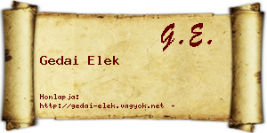 Gedai Elek névjegykártya